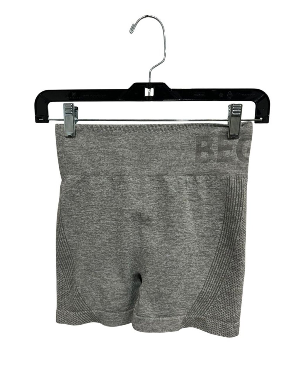 Begin Small Seamless High-Waisted Gray Ruched Back Athletic Shorts Minimalist